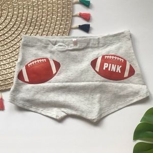 Victoria's Secret PINK Cotton Boyshort Panty Gray with Football Graphic NEW